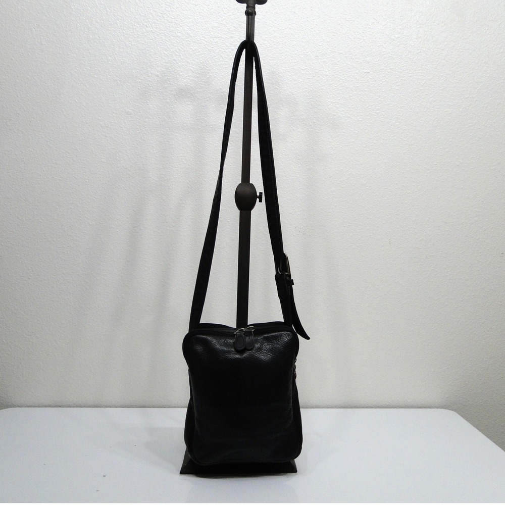 SAS Black Pebbled Leather Organizer Crossbody Bag Made in USA - Picture 1 of 15